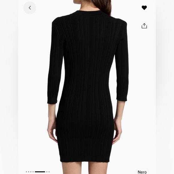 Chiara Boni La Petite Robe Black 3/4 sleeve, Rib-knit Mini Dress Sz Medium - Picture 6 of 12